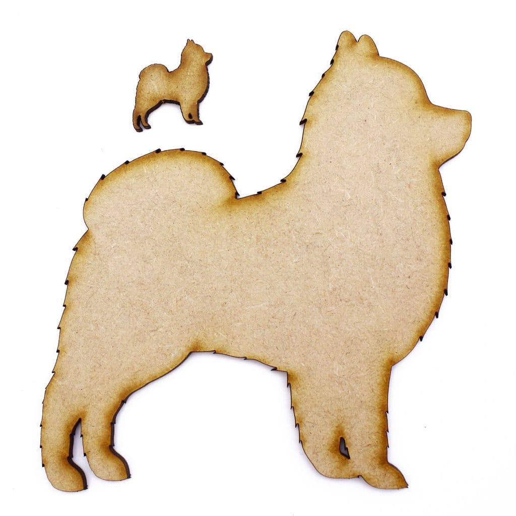 Dog Shape Laser Cut from 3mm MDF Card Topper Keeshond Craft Blank